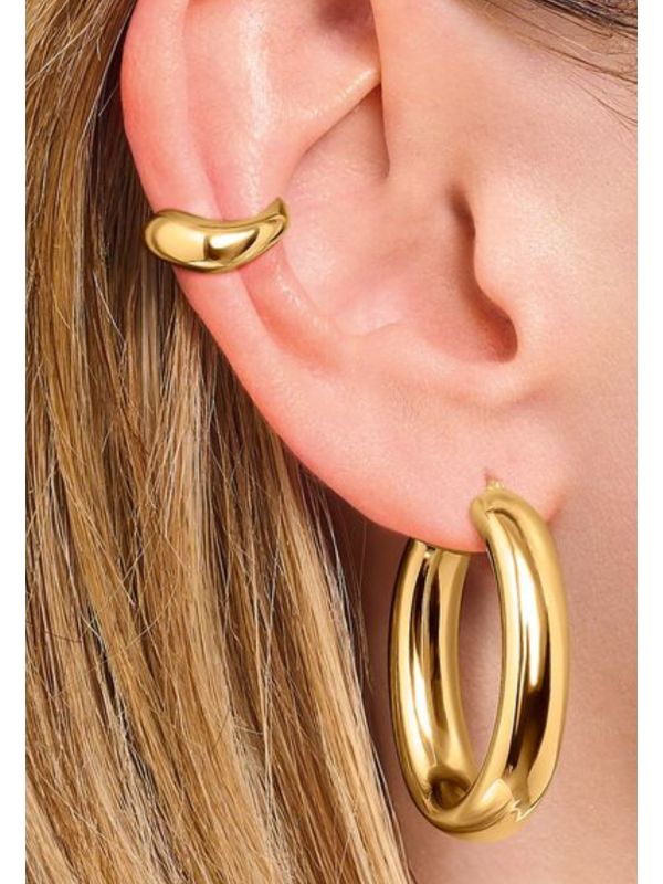 Gold-Plated Big Chunky Hoop Earrings