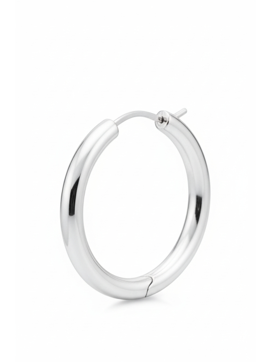 Silver Classic Hoop Earrings In Wider Shape