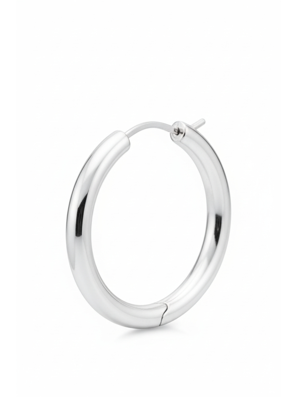 Silver Classic Hoop Earrings In Wider Shape