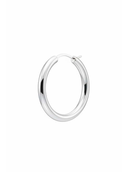 Silver Classic Hoop Earrings In Wider Shape