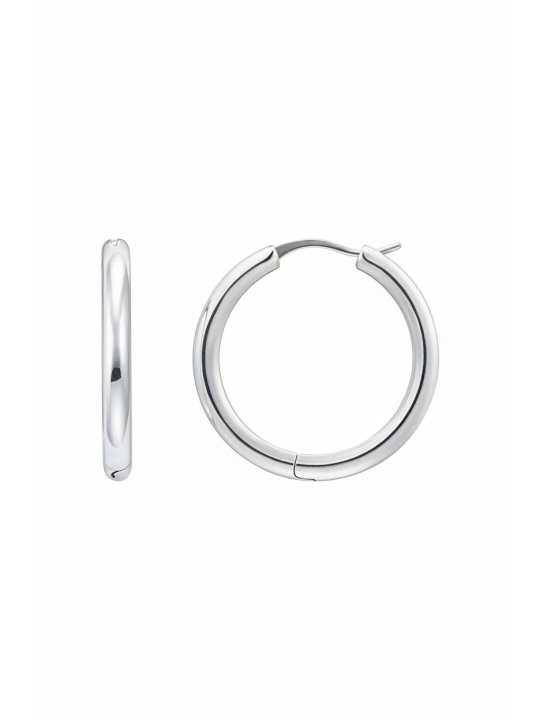 Silver Classic Hoop Earrings In Wider Shape