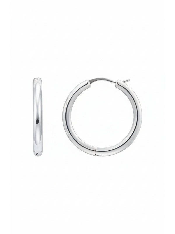 Silver Classic Hoop Earrings In Wider Shape