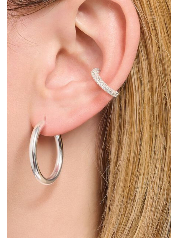 Silver Classic Hoop Earrings In Wider Shape