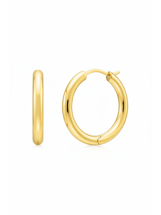Gold-Plated Classic Hoop Earrings In Wider Shape