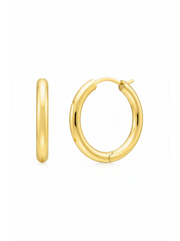 Gold-Plated Classic Hoop Earrings In Wider Shape