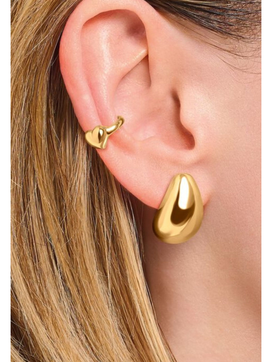 Pendientes Chapados en Oro en Forma de Gota