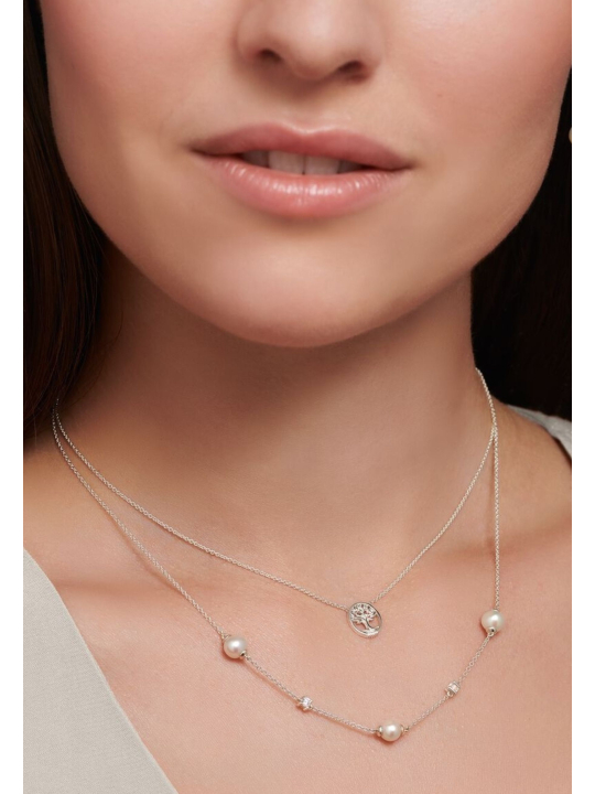 Silver Necklace with White Stones