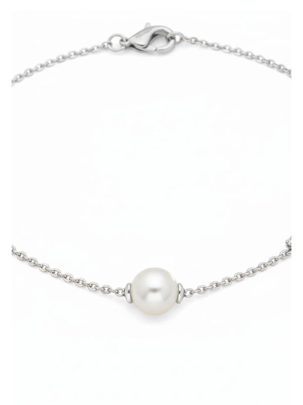 Silver Necklace with White Stones