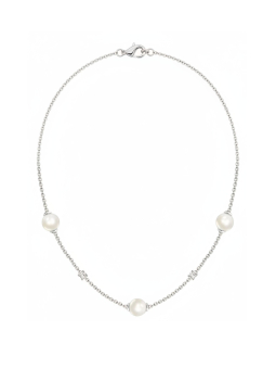 Silver Necklace with White Stones