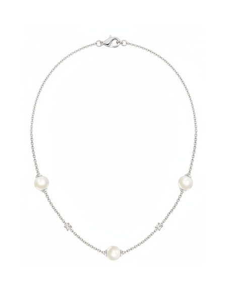 Silberkette mit Weißen Steinen