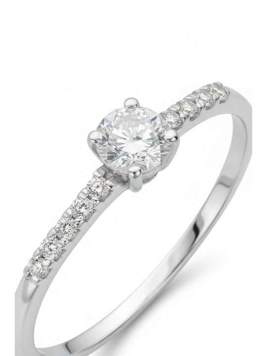 Anillo Solitario de Plata con Circonita Cúbica