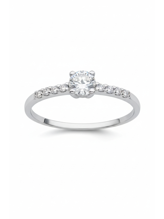 Anillo Solitario de Plata con Circonita Cúbica