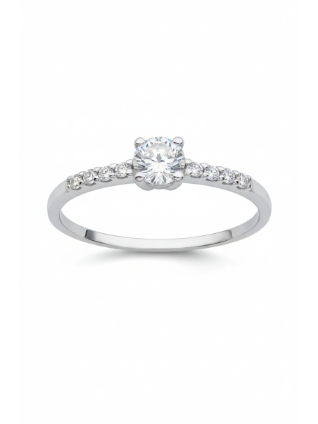 Anillo Solitario de Plata con Circonita Cúbica