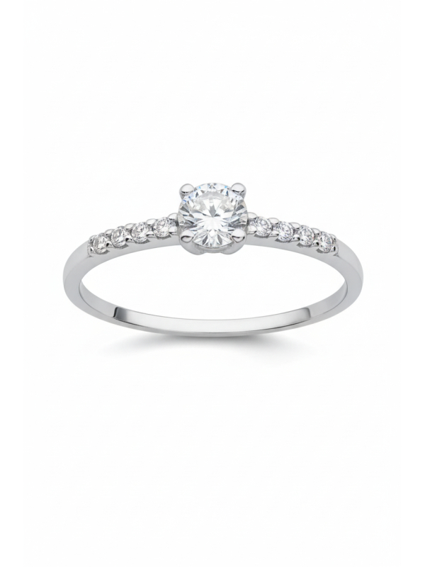 Silberner Solitär-Ring mit Zirkonia