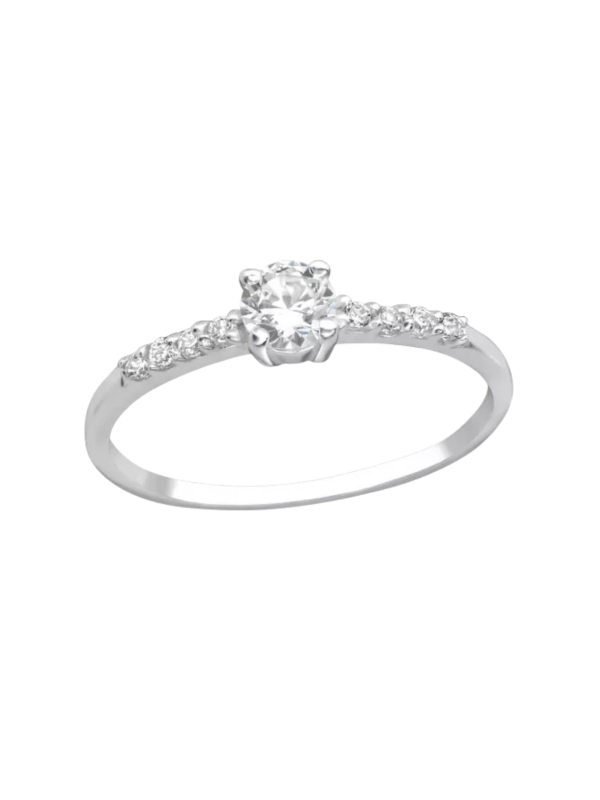 Silberner Solitär-Ring mit Zirkonia