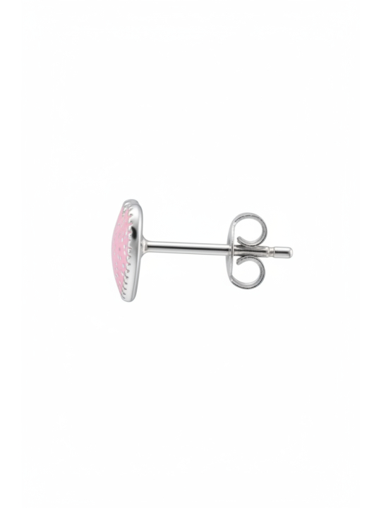 Clous d’Oreilles Cœur en Argent pour Enfants avec Époxy