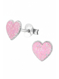 Clous d’Oreilles Cœur en Argent pour Enfants avec Époxy
