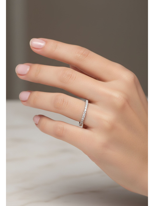 Silver Line Ring with Cubic Zirconia