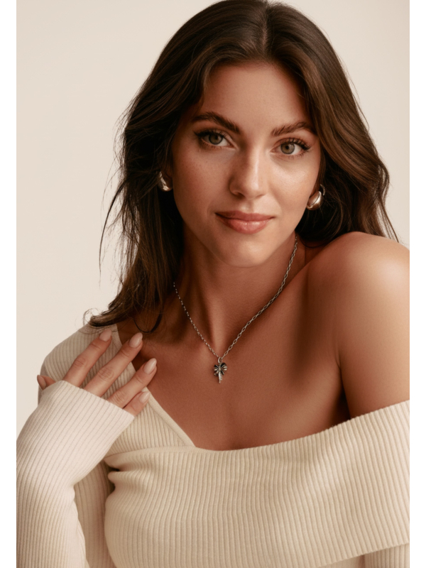 Charm-Halskette mit Paperclip-Gliedern aus Silber