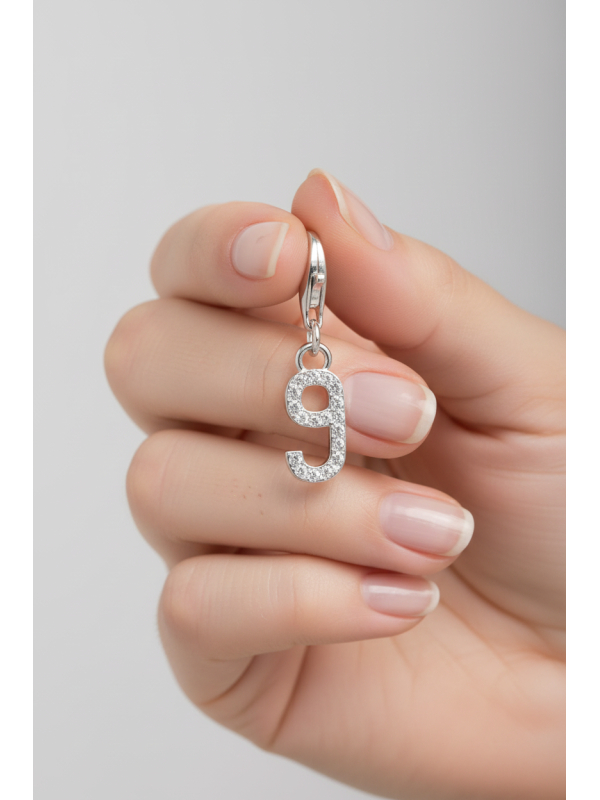 Pendentif Charm Number "9" Zirconia