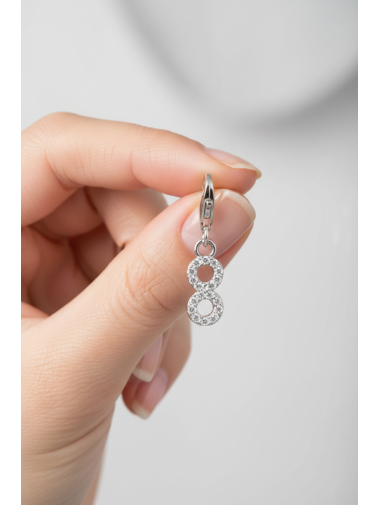 Charm Pendant Number "8" Zirconia