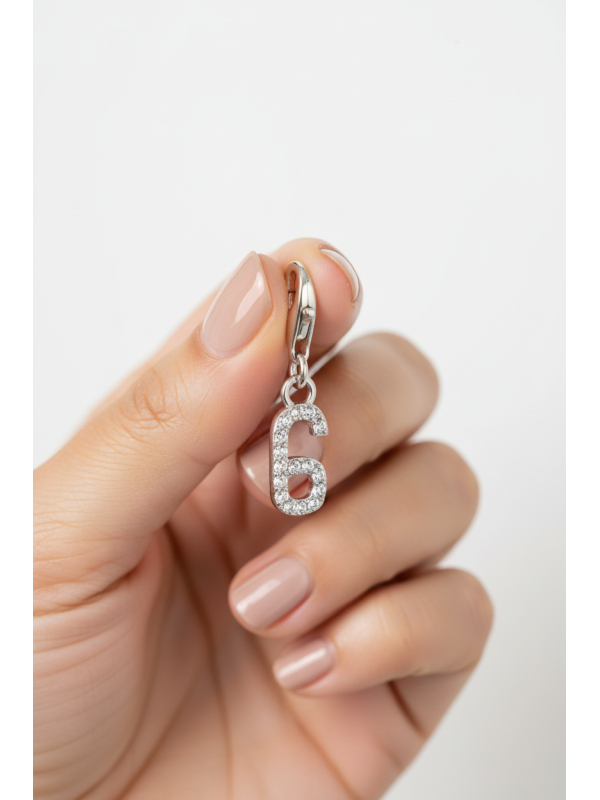 Colgante Charm Número "6" Circonita