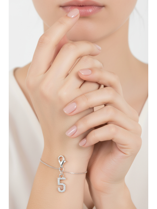 Pendentif Charm Number "5" Zirconia