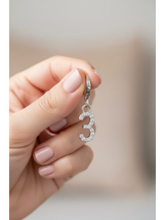 Colgante Charm Número "3" Circonita