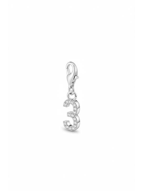 Charm Pendant Number "3" Zirconia