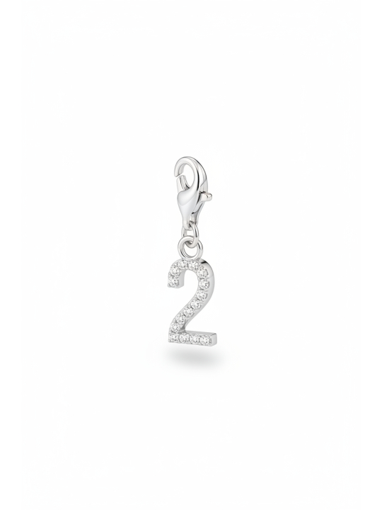 Charm Pendant Number "2" Zirconia