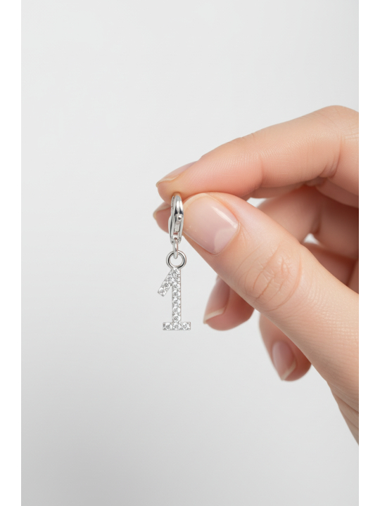 Charm Pendant Number "1" Zirconia