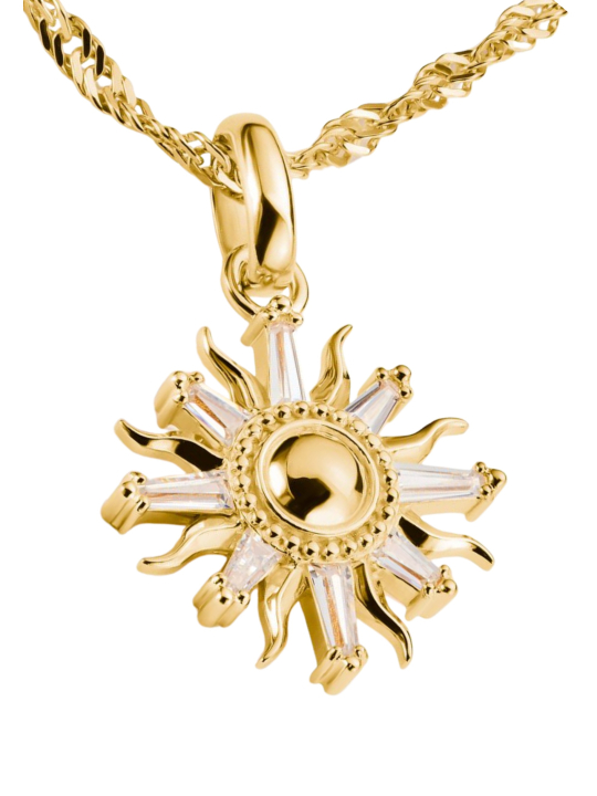 Charm pendant sun with stones Connect gold-plated
