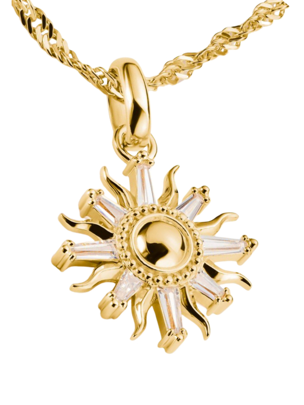 Colgante charm sol con piedras Connect chapado en oro