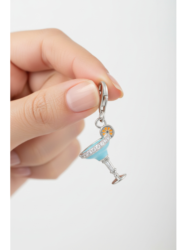 Colgante Charm Copa de Cóctel Azul