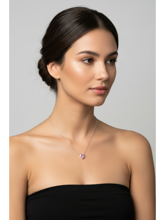 Collar Rosa Drop Zirconia