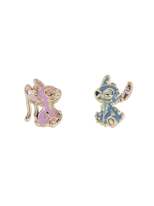 Pendientes de botón desparejados de Stitch y Angel