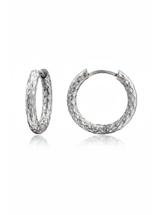 Snake Skin Pattern Stainless Steel Huggie Hoops