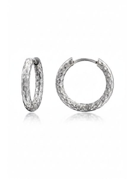 Snake Skin Pattern Stainless Steel Huggie Hoops