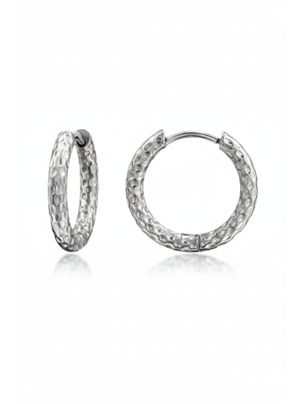 Snake Skin Pattern Stainless Steel Huggie Hoops