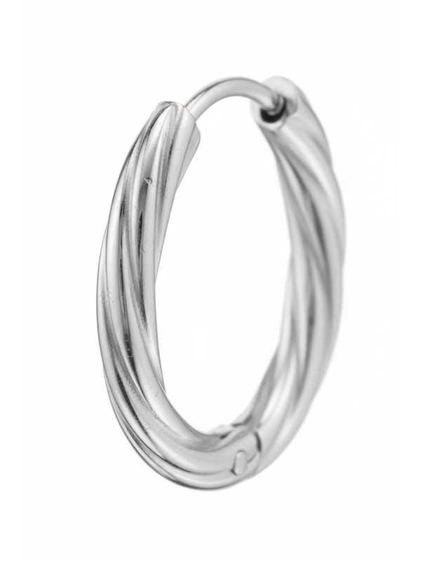 Twisted Stainless Steel Huggie Hoops