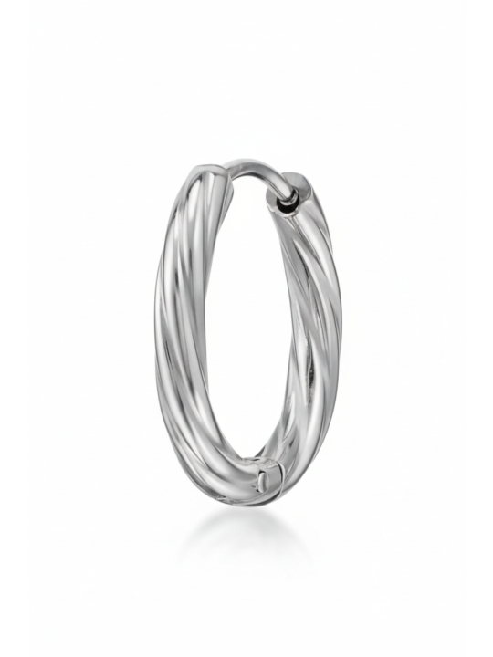 Twisted Stainless Steel Huggie Hoops