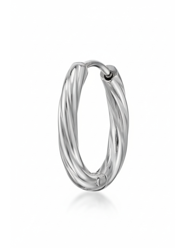 Twisted Stainless Steel Huggie Hoops