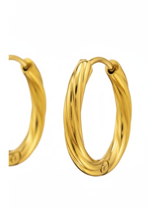 Aros Huggie Retorcidos de Acero Inoxidable Dorado