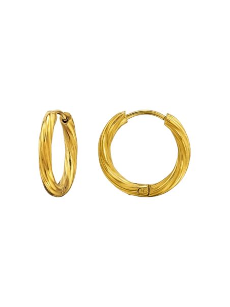 Aros Huggie Retorcidos de Acero Inoxidable Dorado