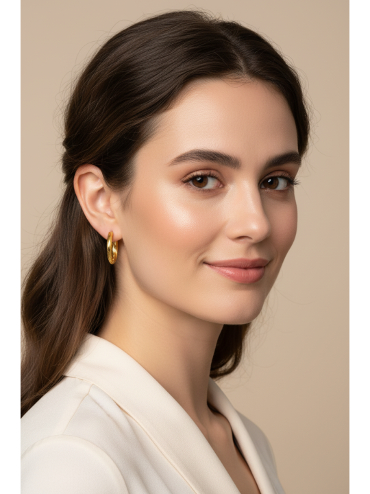 Aros Huggie Retorcidos de Acero Inoxidable Dorado