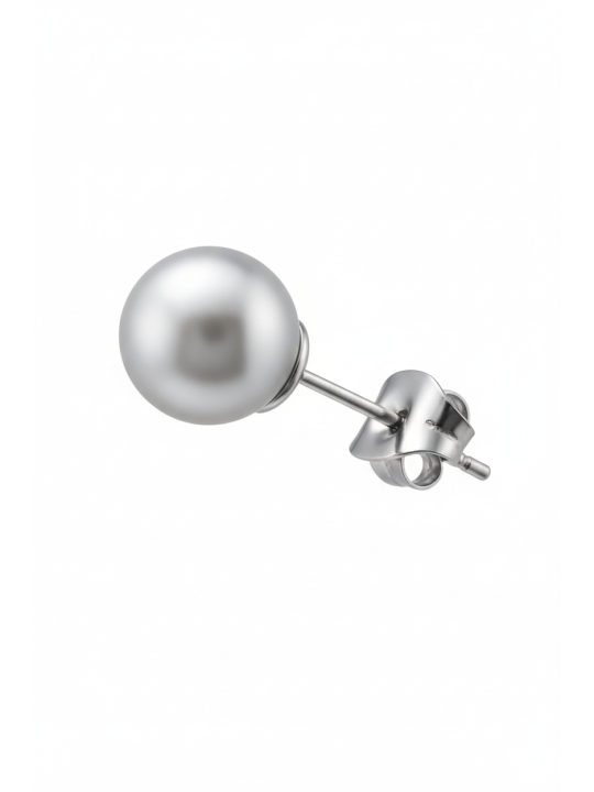 Synthetic Pearl 8mm High Polish Surgical Steel Ear Studs