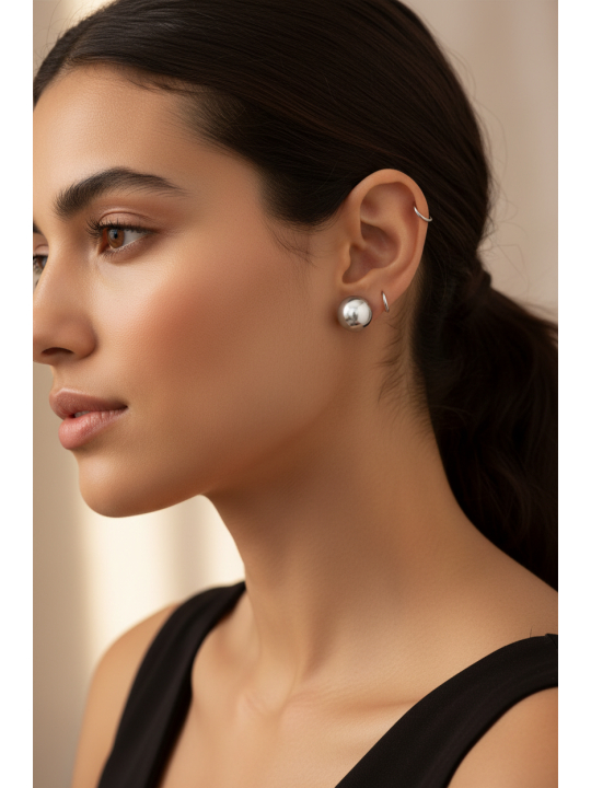 Synthetic Pearl 8mm High Polish Surgical Steel Ear Studs