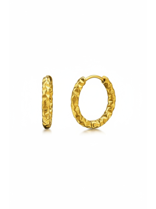 Aros Huggie de Acero Inoxidable con Corte Diamantado