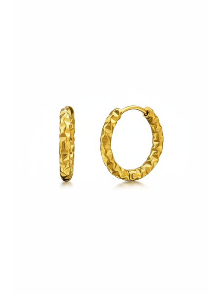 Diamond Cut Stainless Steel Huggie Hoops