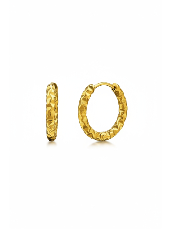 Diamond Cut Stainless Steel Huggie Hoops